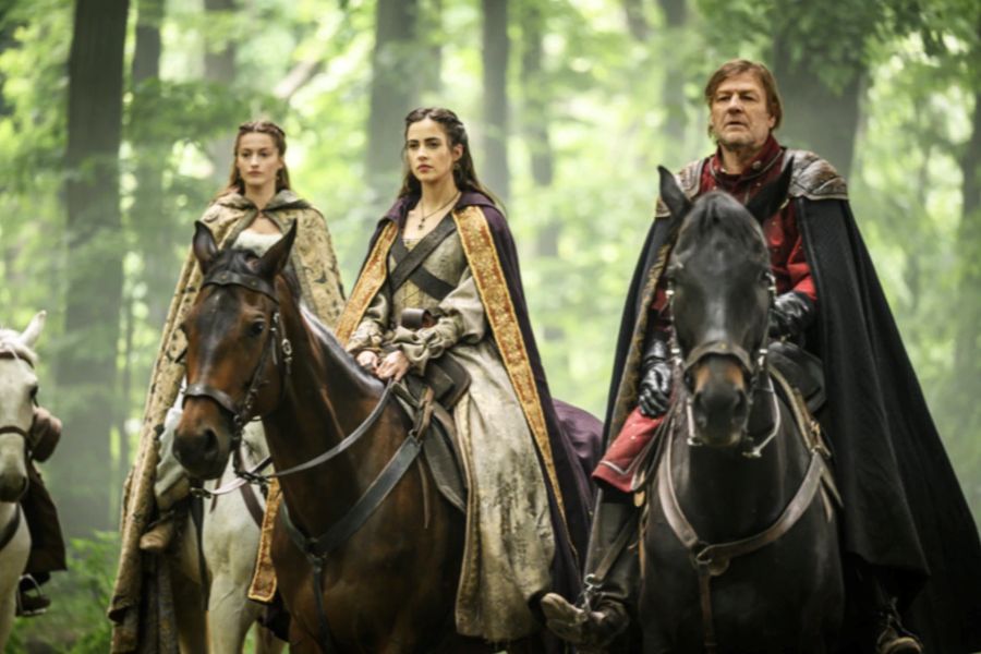 Sheriff of Nottingham with two women on horseback