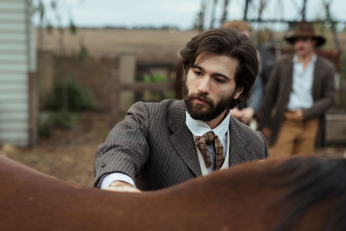 Everard Grey examines Beau ahead of the stockman’s challenge in My Brilliant Career Episode 3.
