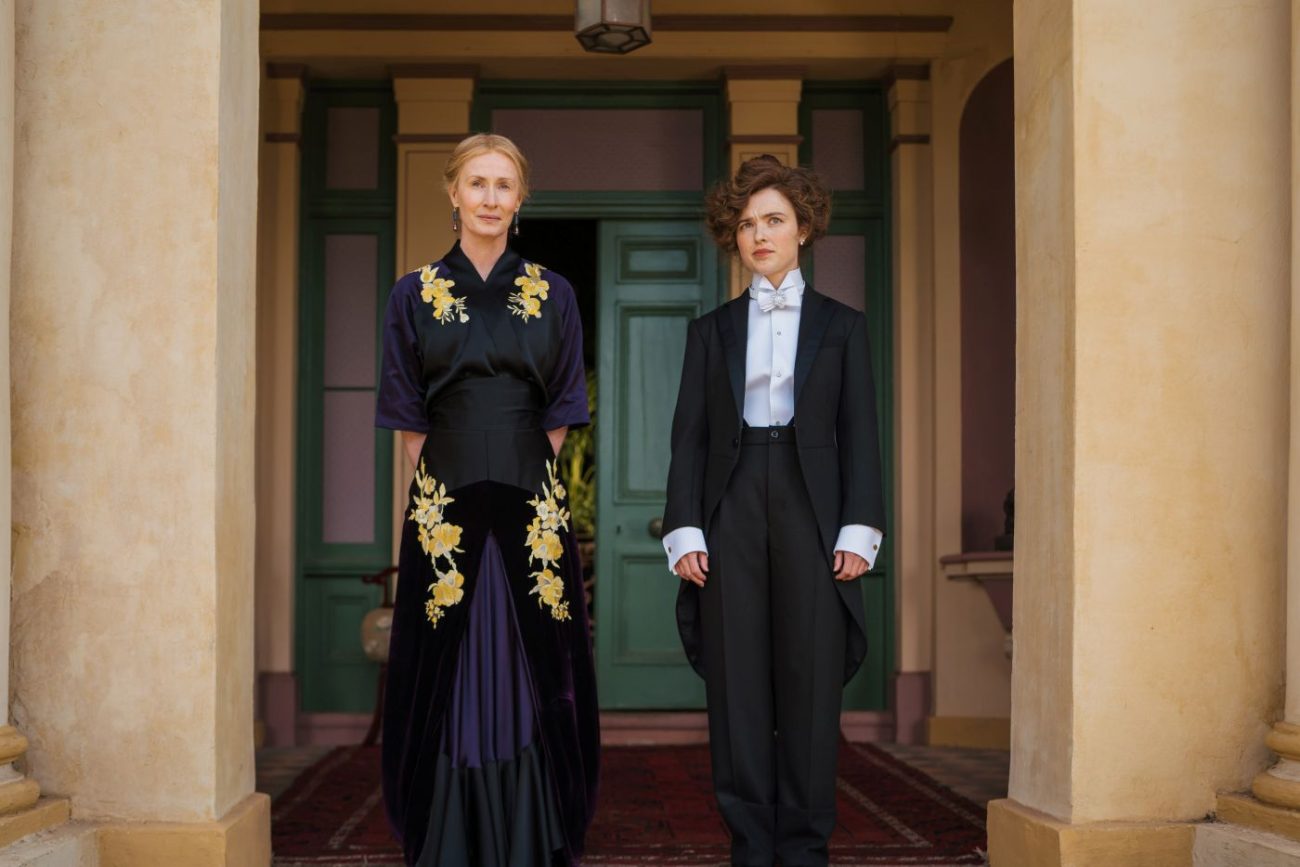 Helen Bossier and Sybylla Melvyn dressed for New Year’s Eve at Caddagat in My Brilliant Career Episode 4.