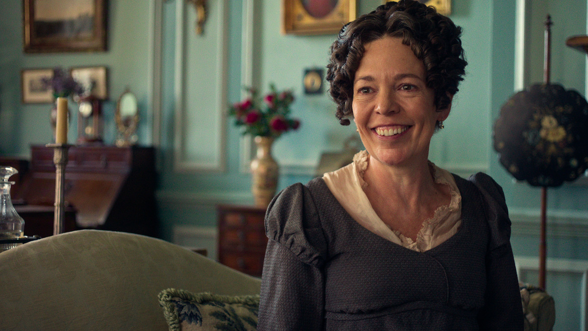 Olivia Colman as Mrs Bennet.