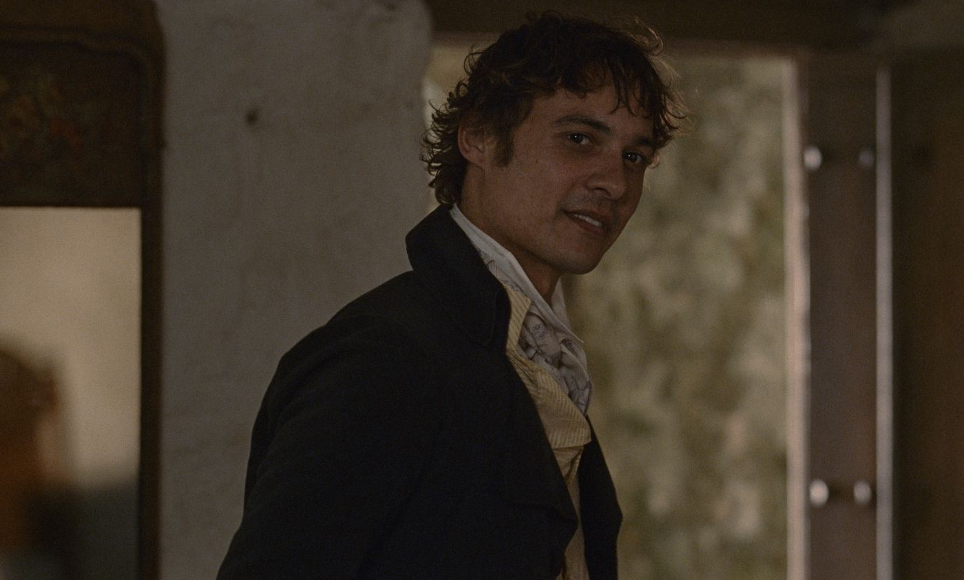 Frank Dillane as John Willoughby in period dress in Sense and Sensibility.