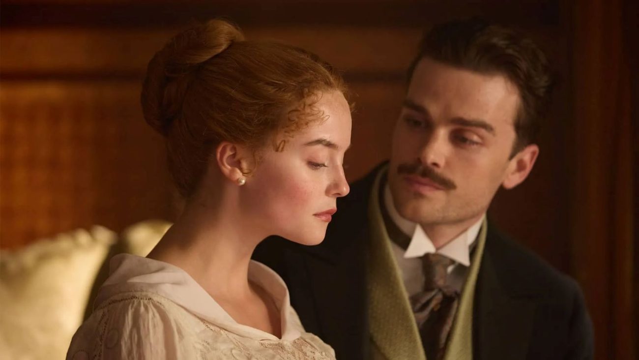 Joshua Orpin and Millie Gibson in The Forsyte Saga